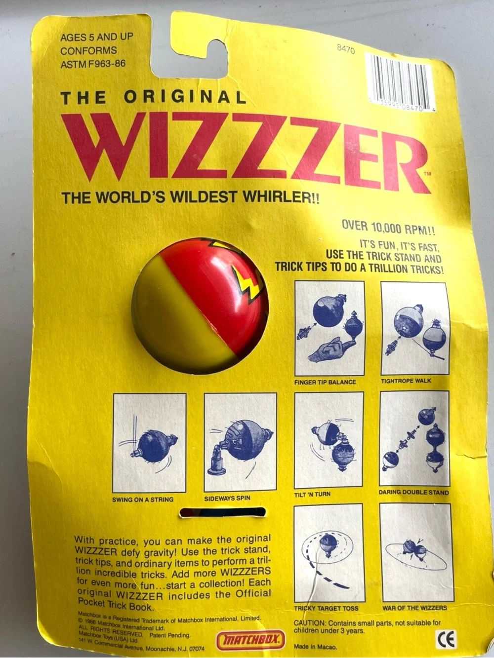 MATCHBOX THE ORIGINAL WIZZZER WHIRLER TOY VINTAGE 1988 TRICK BOOK -open but new